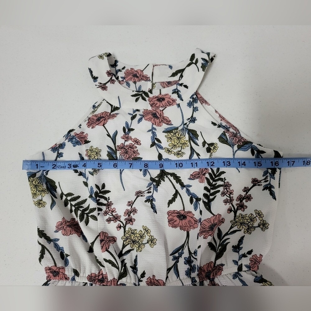Trixxi Shorts Romper With Dress Tail Floral Print Sleeveless Dress, Halter Neck - Picture 3 of 12